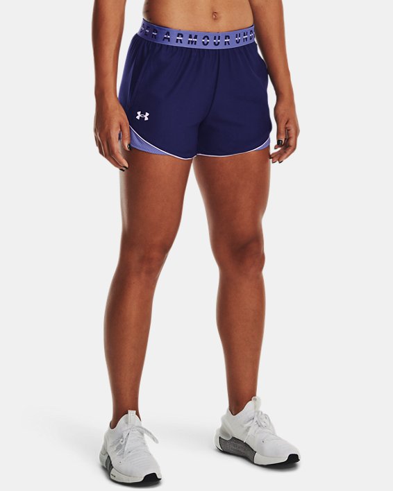 Women's UA Play Up Colorblock Shorts, Blue, pdpMainDesktop image number 0